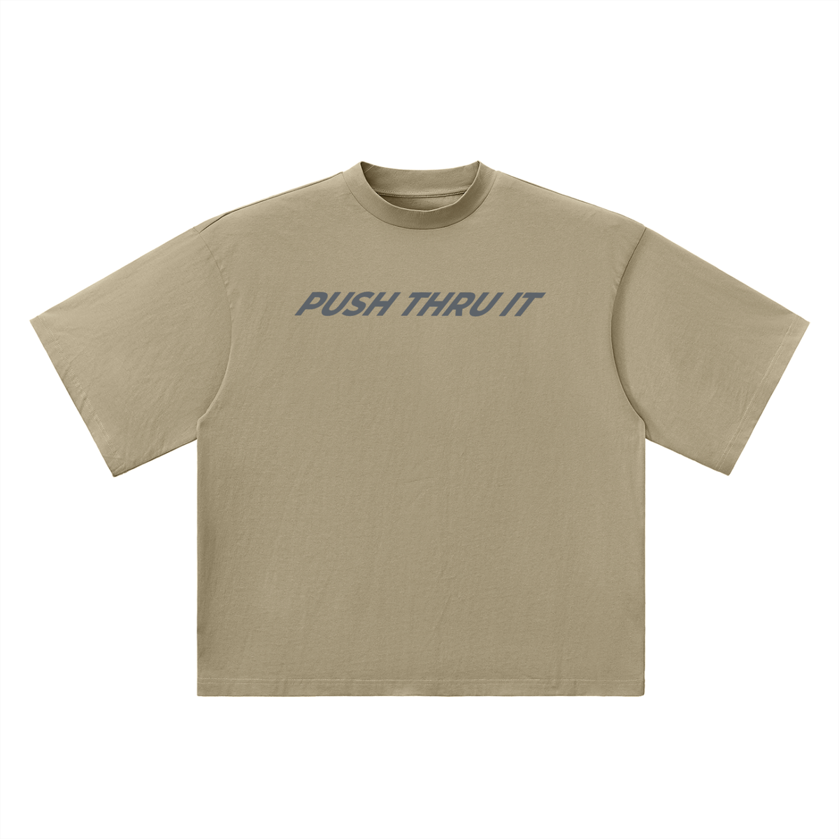 Oversized Drop Shoulder Quarter Sleeve T-Shirt - Women's Push Thru It Brick Wall Graphic Back Print VL