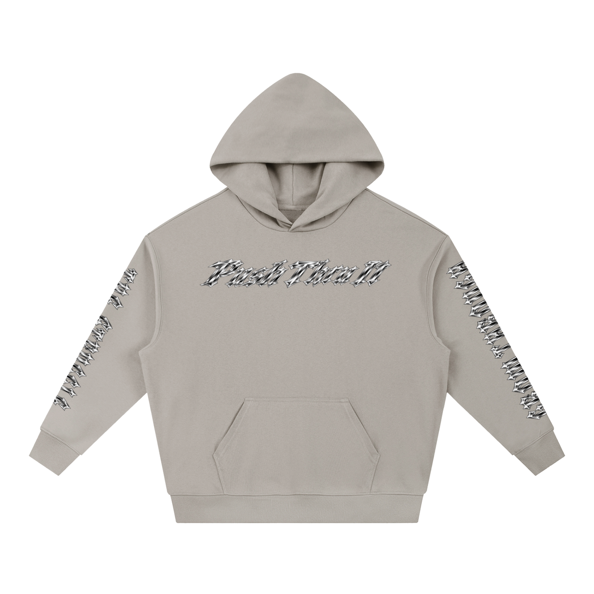 Boxy Heavyweight Drop-Shoulder Cotton-Blend Hoodie - PTI Grow Through The Struggle All Over Sleeve Print