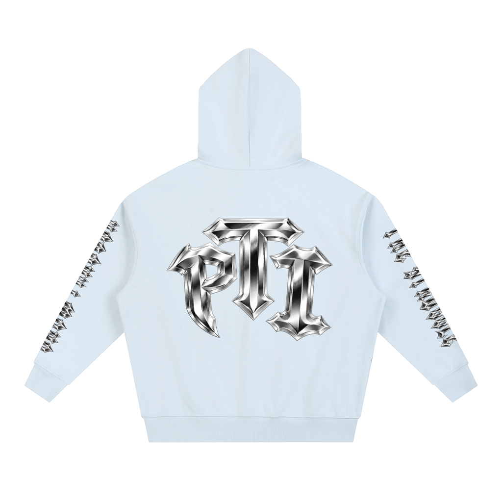 Boxy Heavyweight Drop-Shoulder Cotton-Blend Hoodie - PTI Grow Through The Struggle All Over Sleeve Print