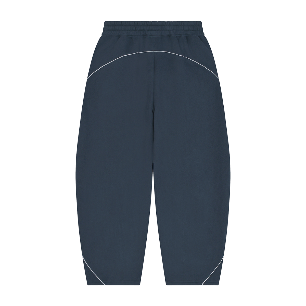 Sporty Unisex Piping Fleece Barrel Wide Leg Sweatpants - Push Thru It Tri-Color Logo Print