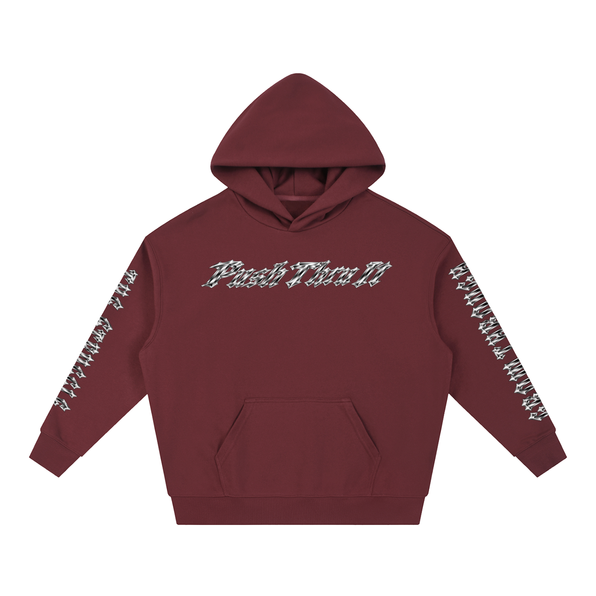 Boxy Heavyweight Drop-Shoulder Cotton-Blend Hoodie - PTI Grow Through The Struggle All Over Sleeve Print