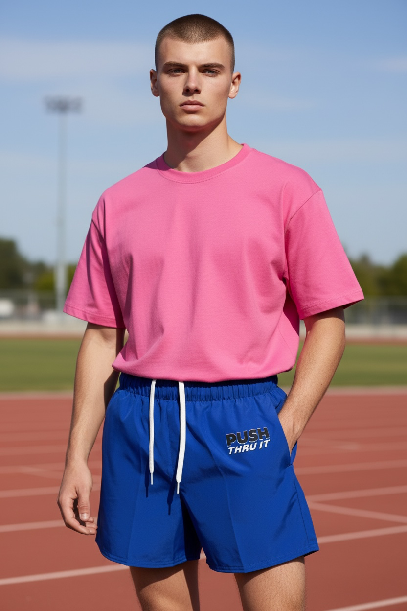 Unisex Athletic Running Shorts 2.56-Inch Inseam - Push Thru It - Blue
