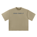 Oversized Drop Shoulder Quarter Sleeve T-Shirt - Men's Push Thru It Brick Wall Graphic Back Print VT