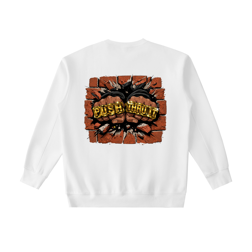 Heavyweight Drop Shoulder Crewneck Sweatshirt - Men's Push Thru It Brick Wall Graphic Back Print VT
