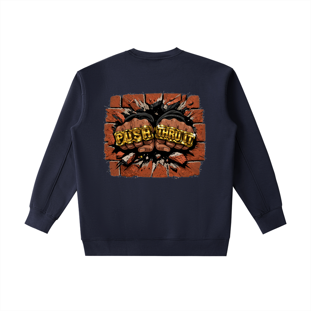 Heavyweight Drop Shoulder Crewneck Sweatshirt - Men's Push Thru It Brick Wall Graphic Back Print VT