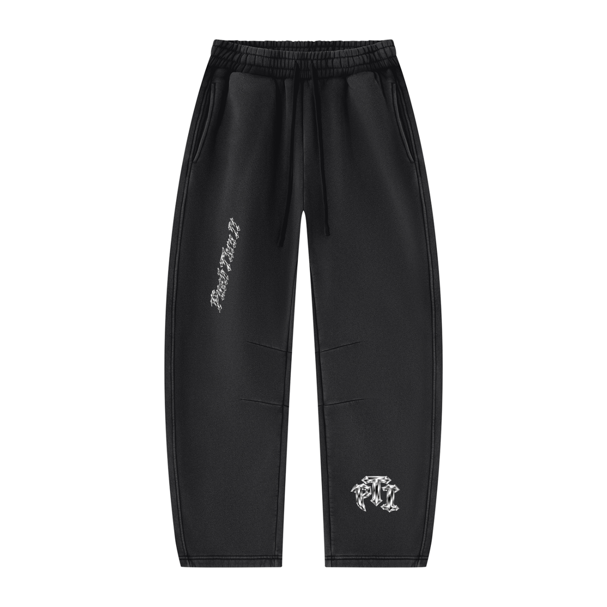 Unisex Vintage Wash Barrel Leg Fleece Sweatpants - Push Thru It Chrome Print