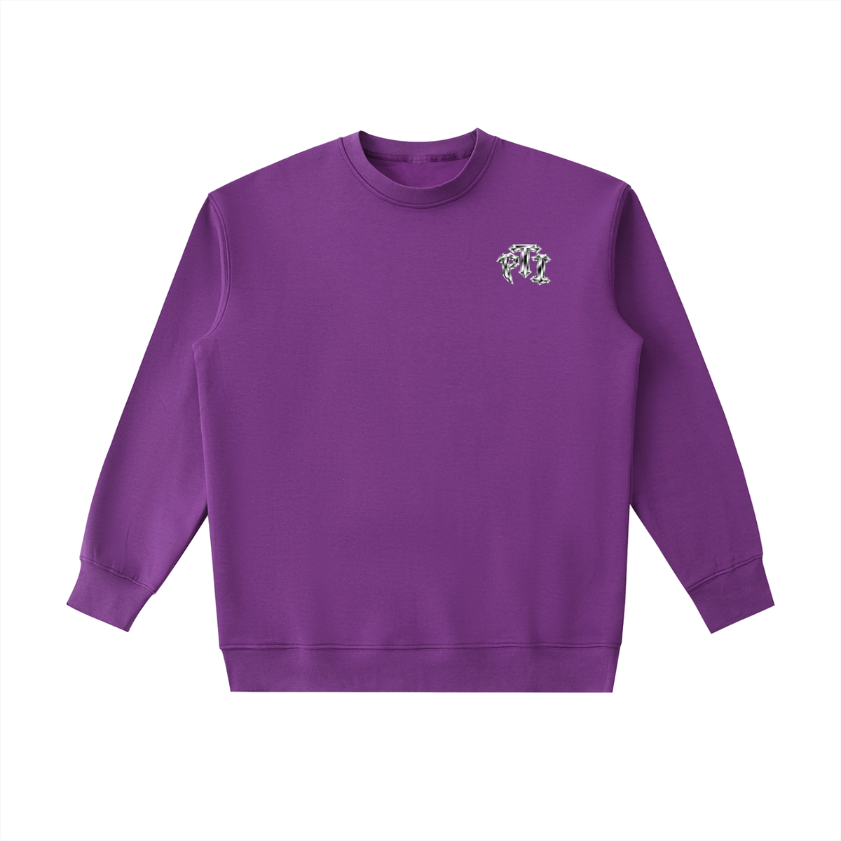 Heavyweight Drop Shoulder Crewneck Sweatshirt - PTI Grow Through The Struggle Chrome Back Print