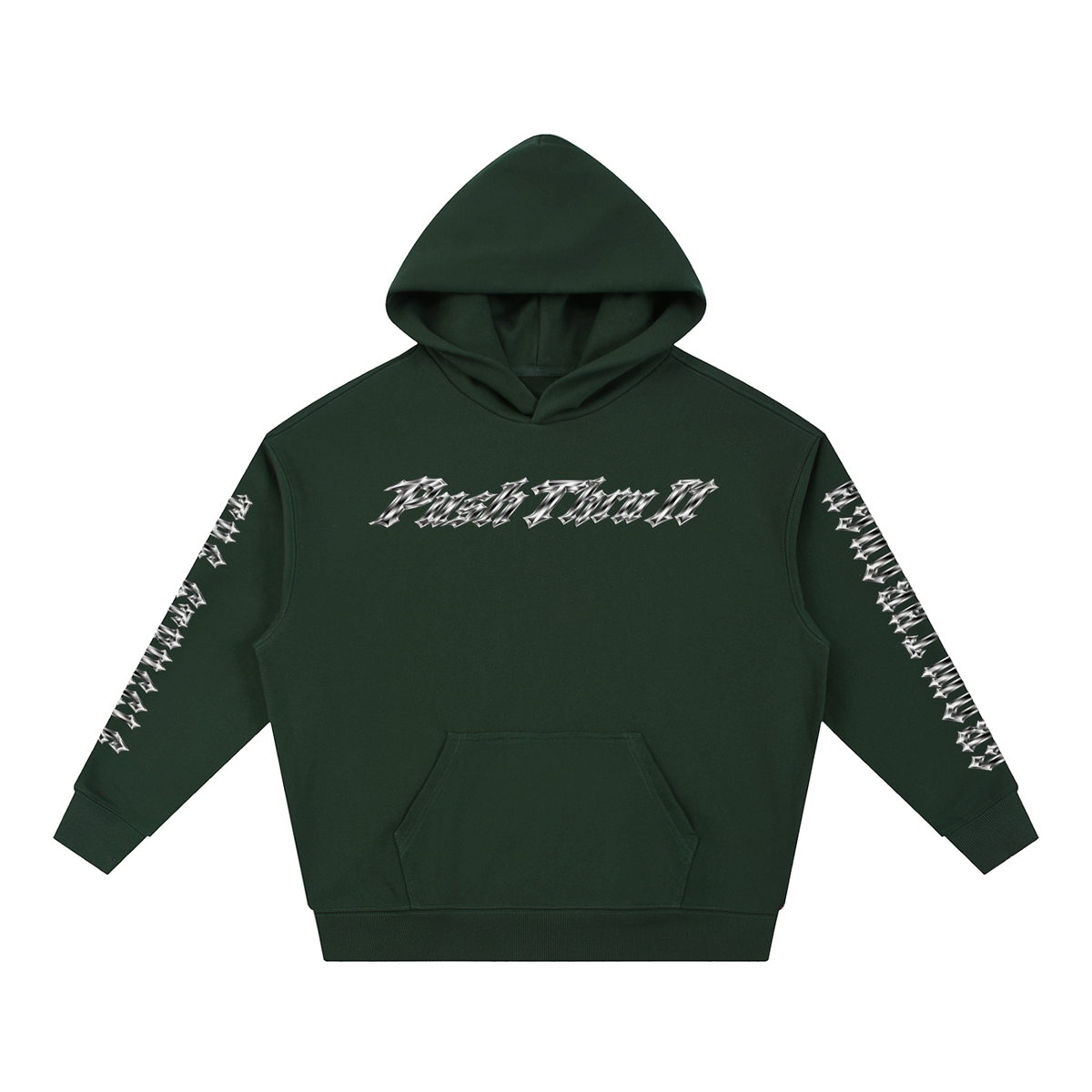 Boxy Heavyweight Drop-Shoulder Cotton-Blend Hoodie - PTI Grow Through The Struggle All Over Sleeve Print