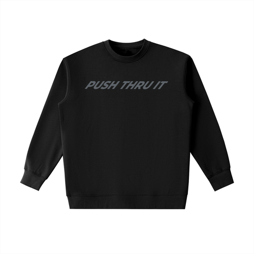 Heavyweight Drop Shoulder Crewneck Sweatshirt - Men's Push Thru It Brick Wall Graphic Back Print VL