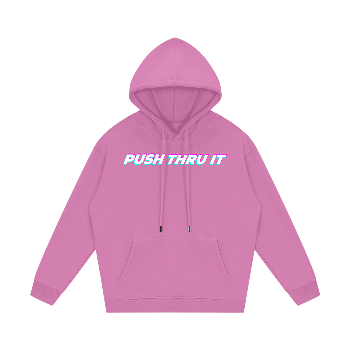Unisex Heavyweight Relaxed Cotton Blend Hoodie - Push Thru It Original Tri-Color Print