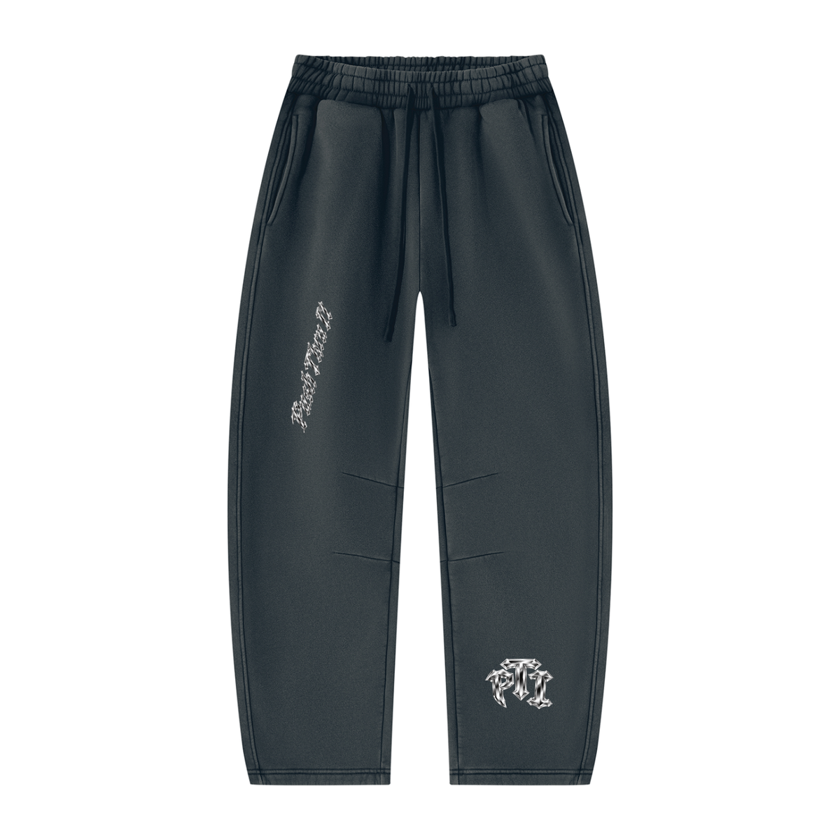 Unisex Vintage Wash Barrel Leg Fleece Sweatpants - Push Thru It Chrome Print
