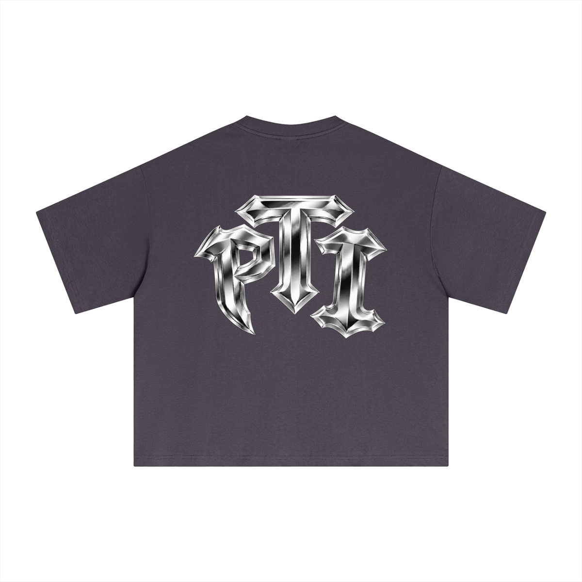 Oversized Cotton Sorona Blend Performance Boxy T-Shirt - Push Thru It Chrome Logo Back Print