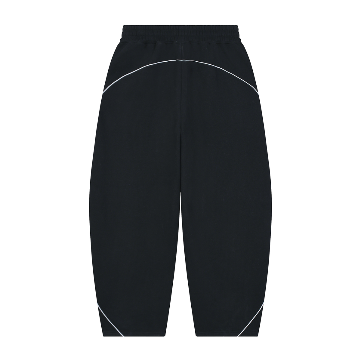Sporty Unisex Piping Fleece Barrel Wide Leg Sweatpants - Push Thru It Tri-Color Logo Print
