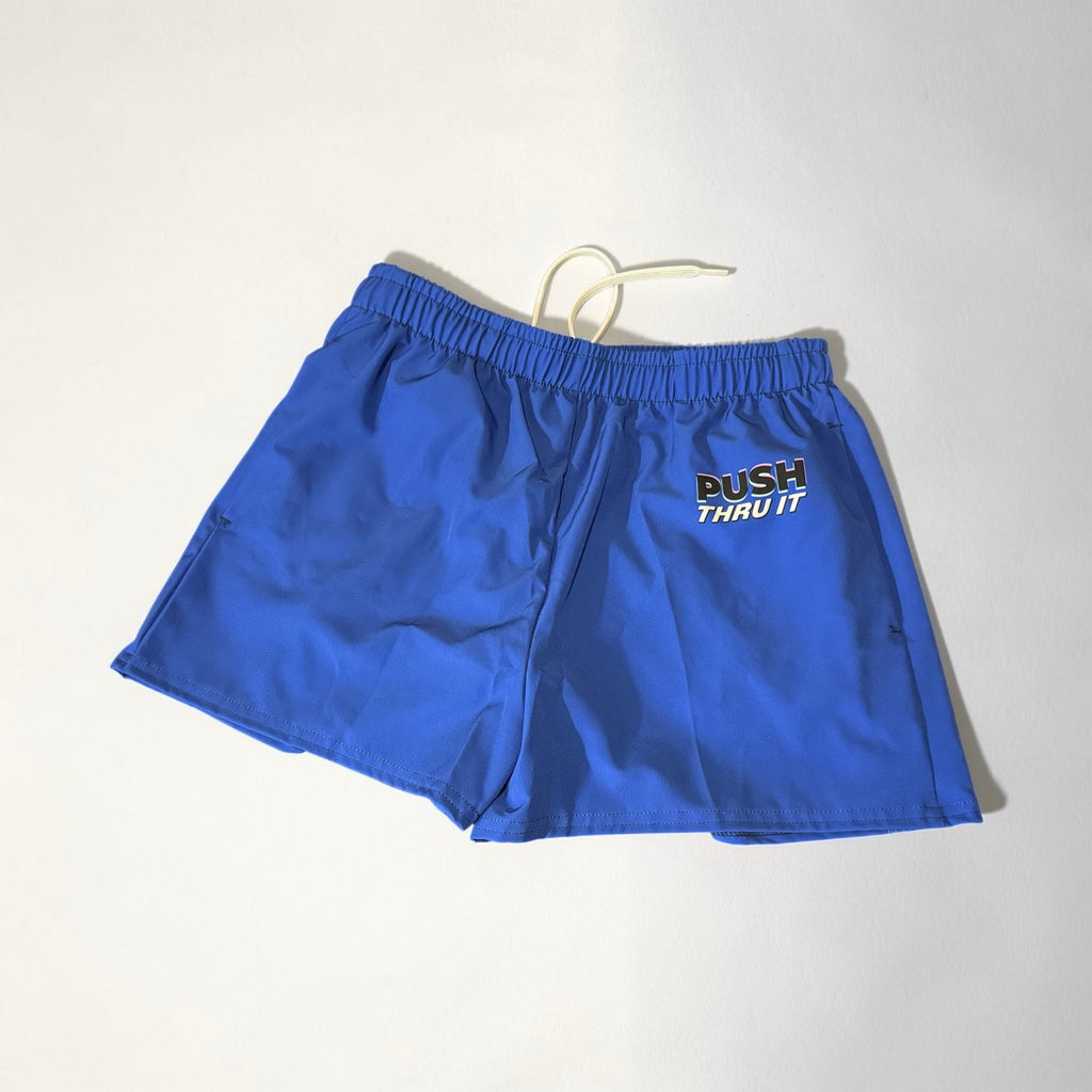 Unisex Athletic Running Shorts 2.56-Inch Inseam - Push Thru It - Blue