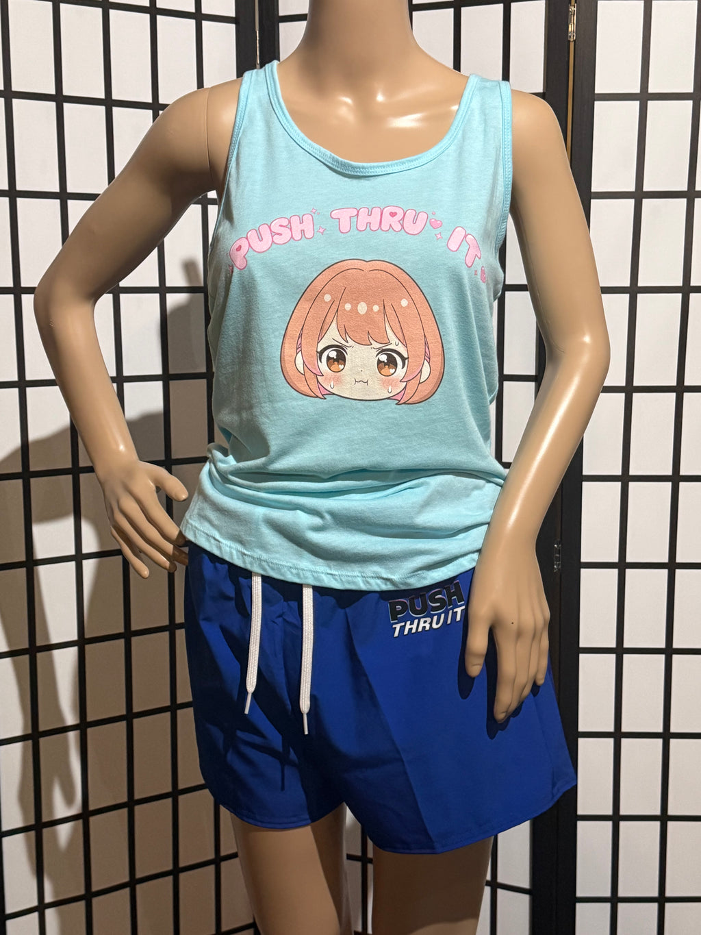 Women's Racerback Workout Tank - Push Thru It Anime Girl