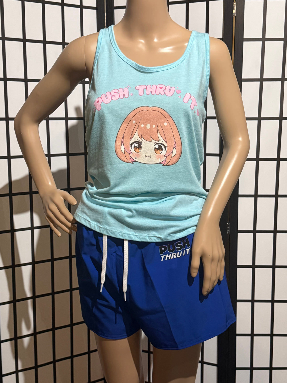 Women's Racerback Workout Tank - Push Thru It Anime Girl