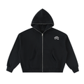 Black full-zip hoodie with a metallic "PTI" brand left chest logo print on a white background