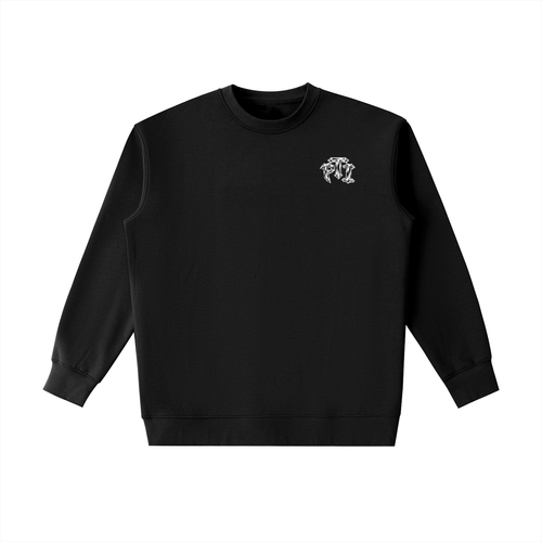 Black sweatshirt with a 'PTI' chrome logo on a white background