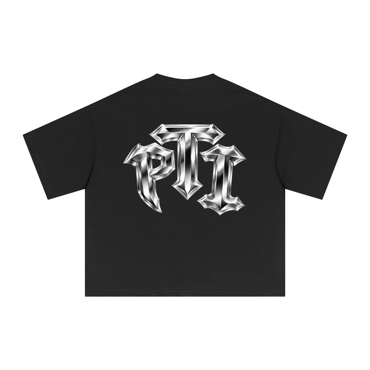 Oversized Cotton Sorona Blend Performance Boxy T-Shirt - Push Thru It Chrome Logo Back Print