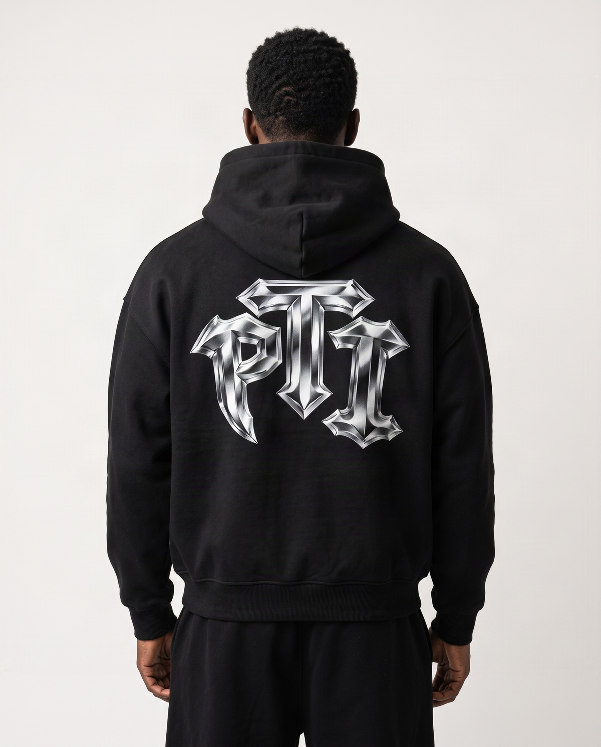 Unisex Heavyweight Relaxed Fleece Hoodie - Push Thru It Chrome Logo Back Print
