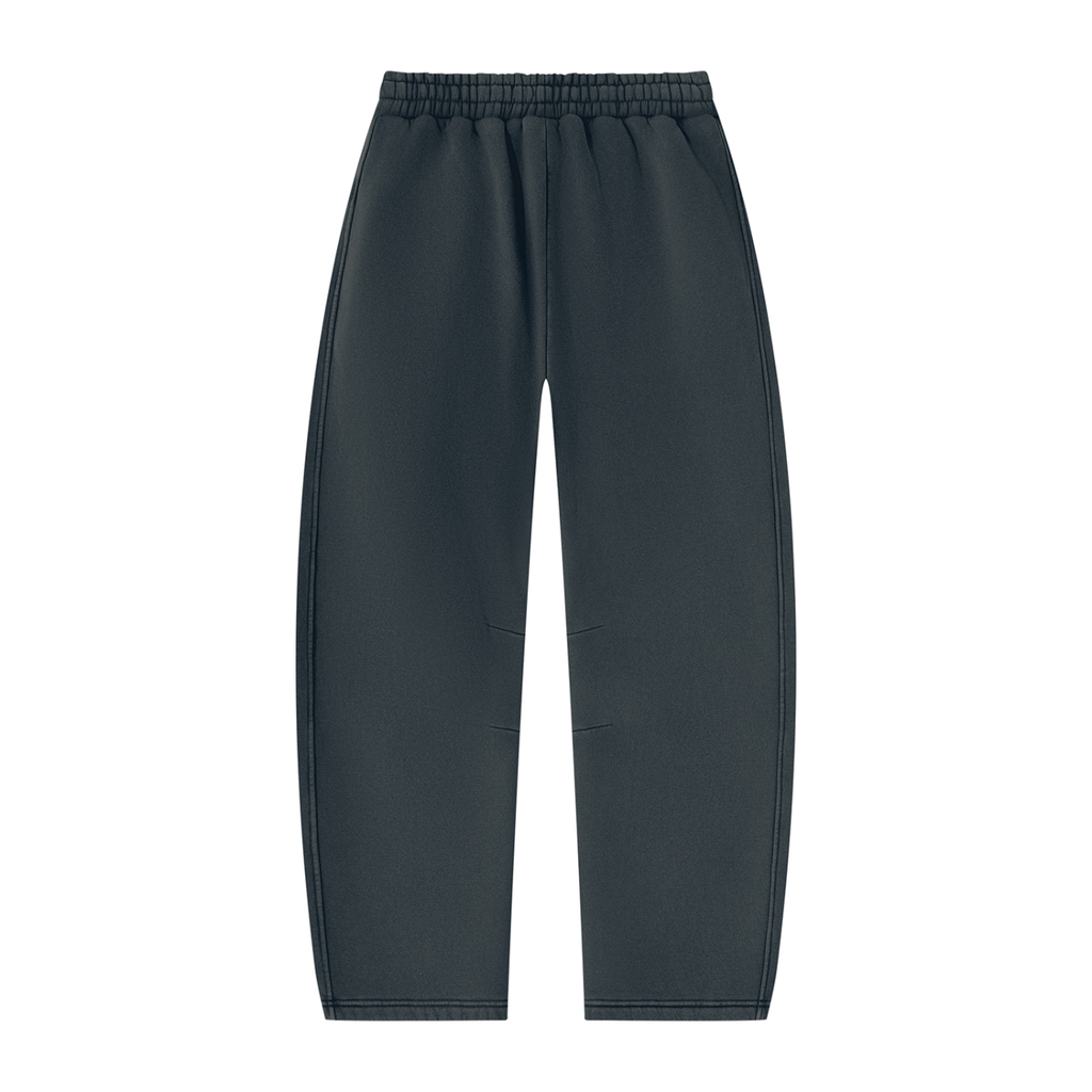 Dark charcoal gray wide-leg sweatpants with an elastic waistband, shown flat against a solid white background.