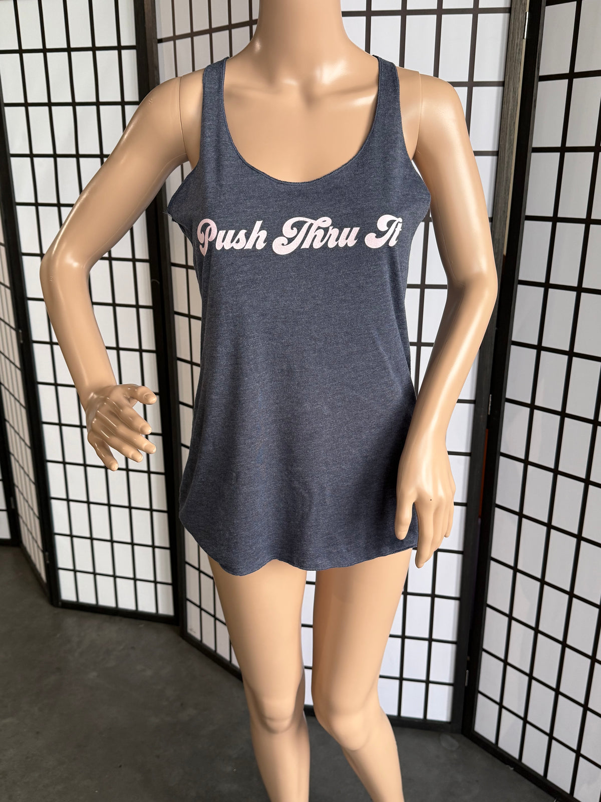 Women's Racerback Workout Tank - Push Thru It Gently