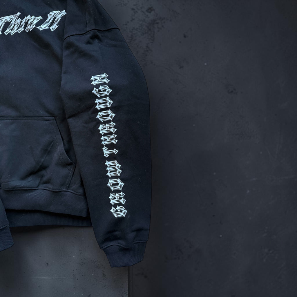 Boxy Heavyweight Drop-Shoulder Cotton-Blend Hoodie - PTI Grow Through The Struggle All Over Sleeve Print