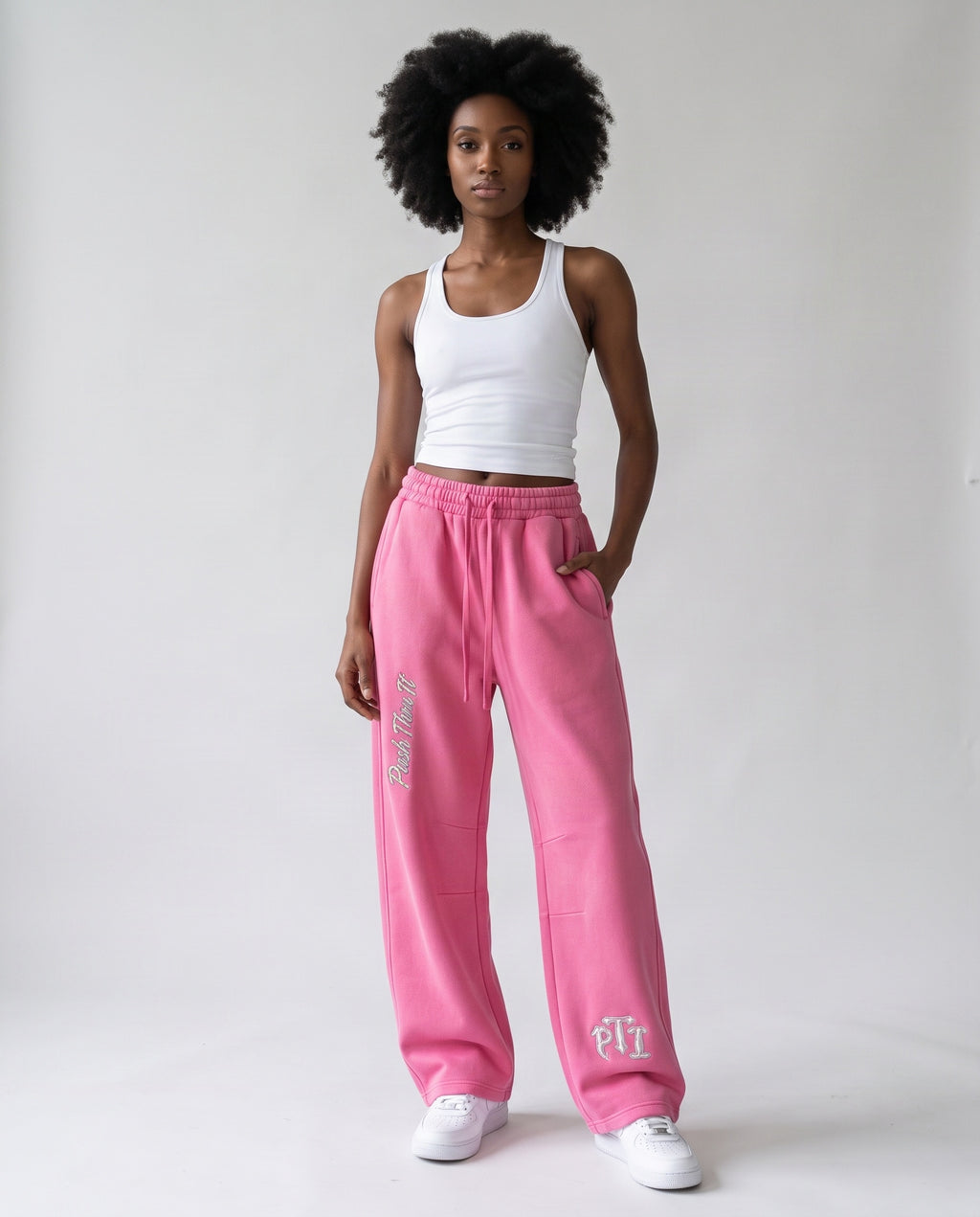 Unisex Vintage Wash Barrel Leg Fleece Sweatpants - Push Thru It Chrome Print