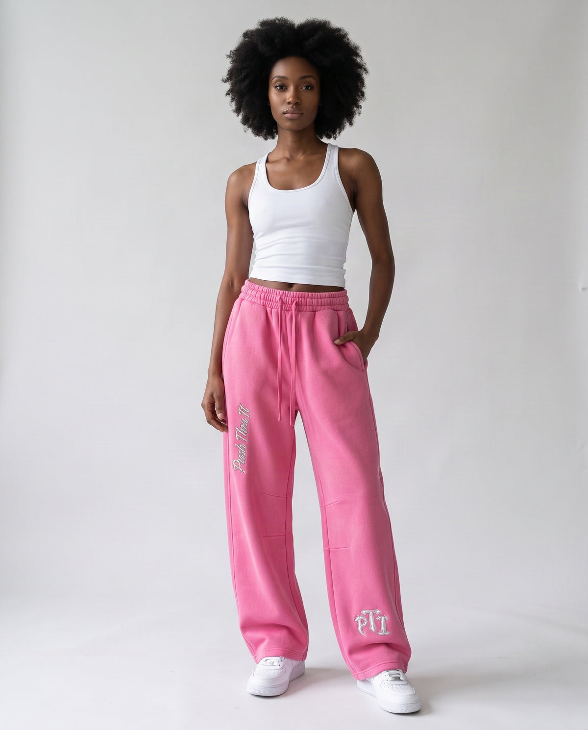 Unisex Vintage Wash Barrel Leg Fleece Sweatpants - Push Thru It Chrome Print