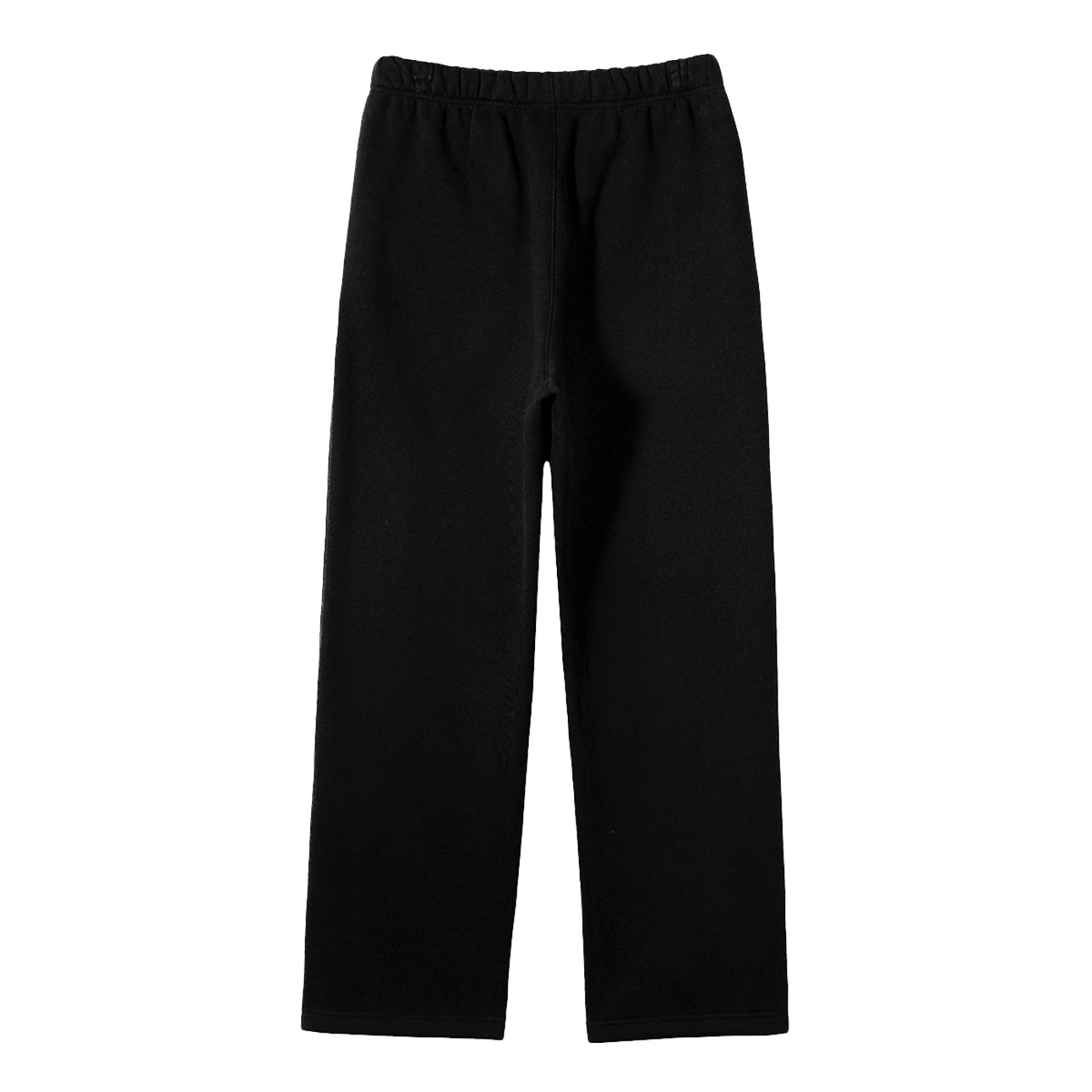 Black straight leg sweatpants rear view on a white background