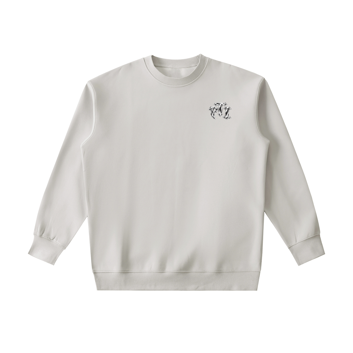 Heavyweight Drop Shoulder Crewneck Sweatshirt - PTI Grow Through The Struggle Chrome Back Print