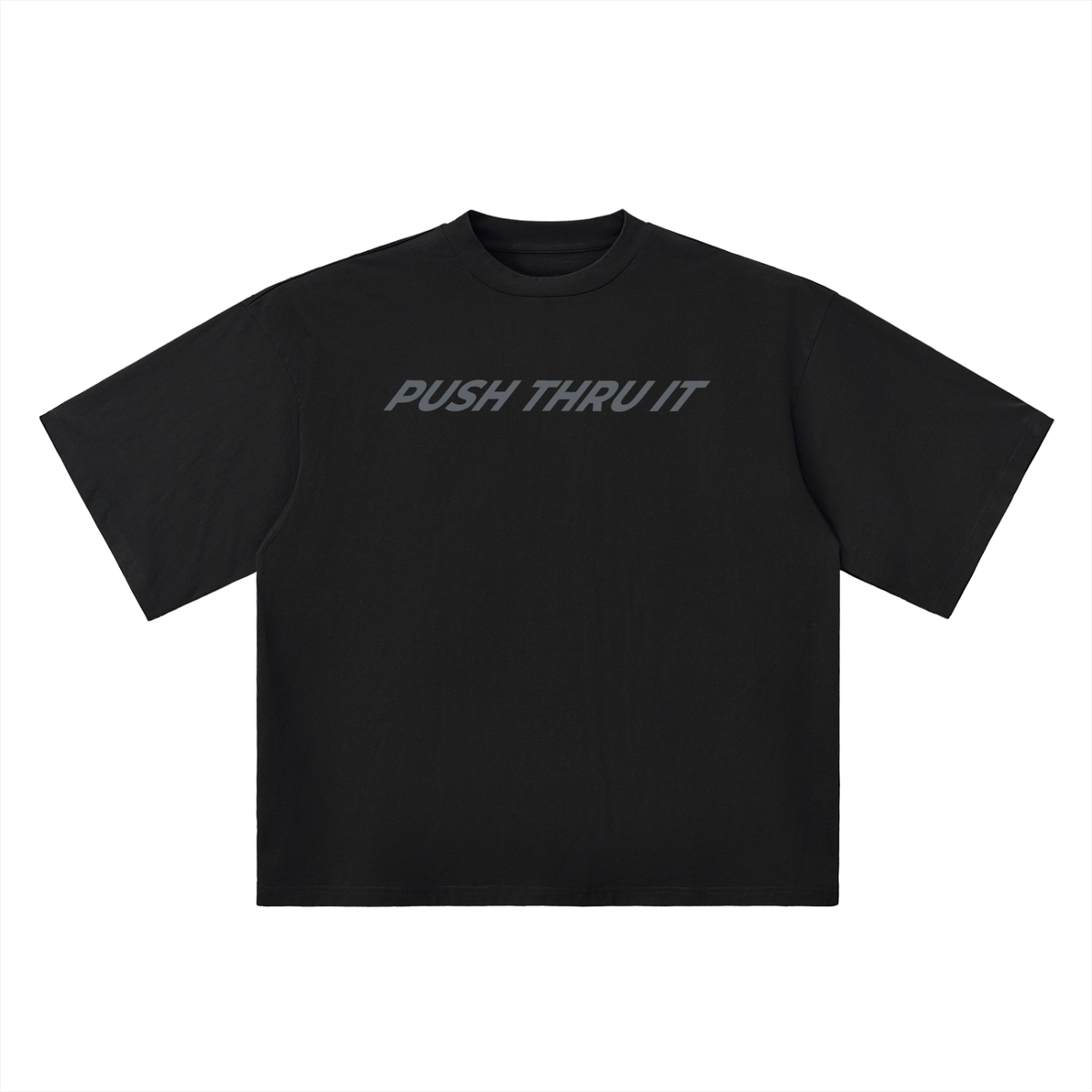 Oversized Drop Shoulder Quarter Sleeve T-Shirt - Men's Push Thru It Brick Wall Graphic Back Print VL