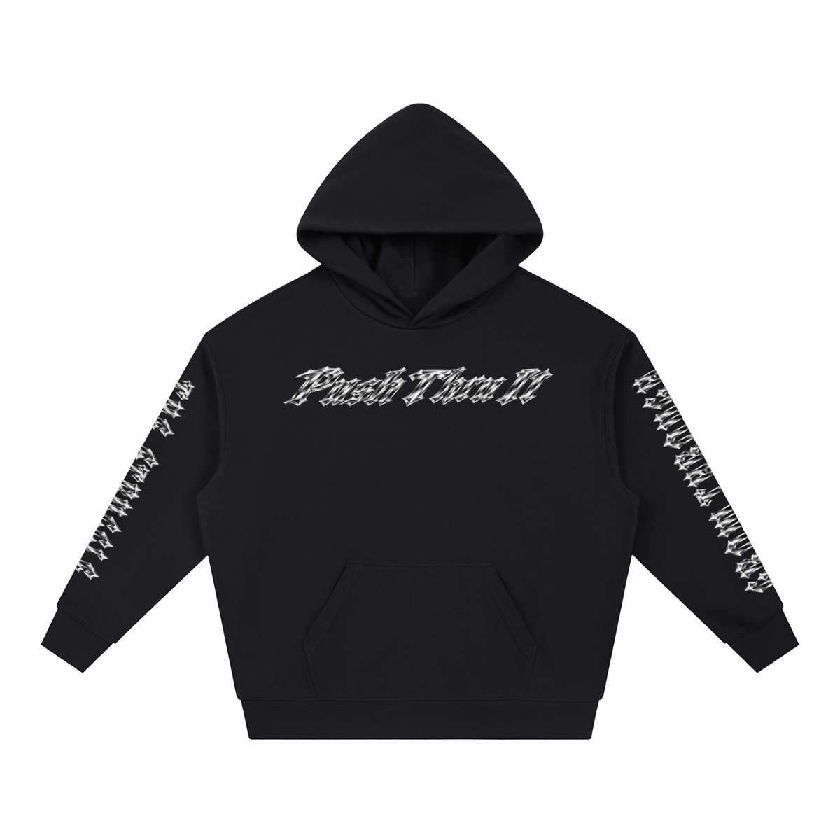 Boxy Heavyweight Drop-Shoulder Cotton-Blend Hoodie - PTI Grow Through The Struggle All Over Sleeve Print