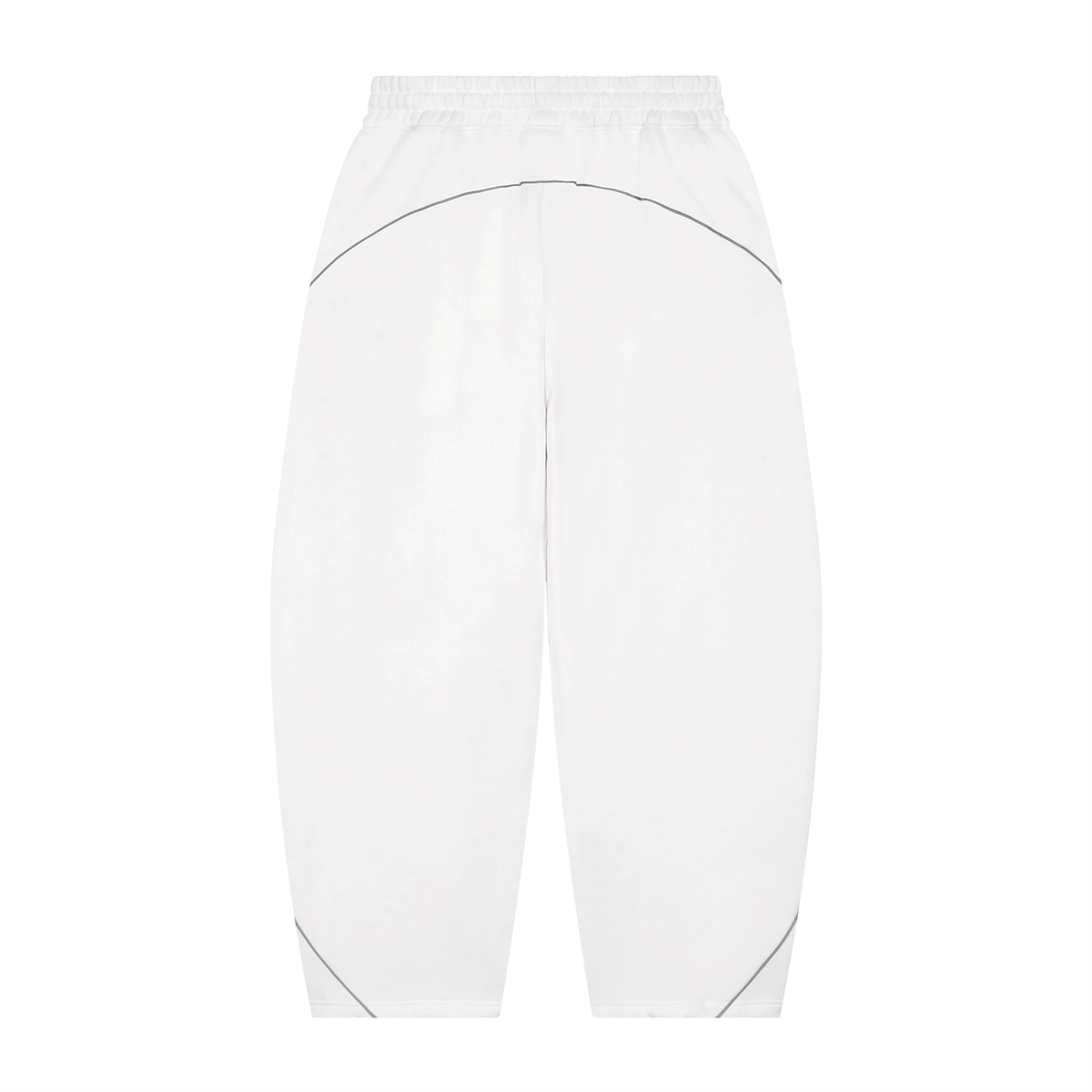 Sporty Unisex Piping Fleece Barrel Wide Leg Sweatpants - Push Thru It Tri-Color Logo Print