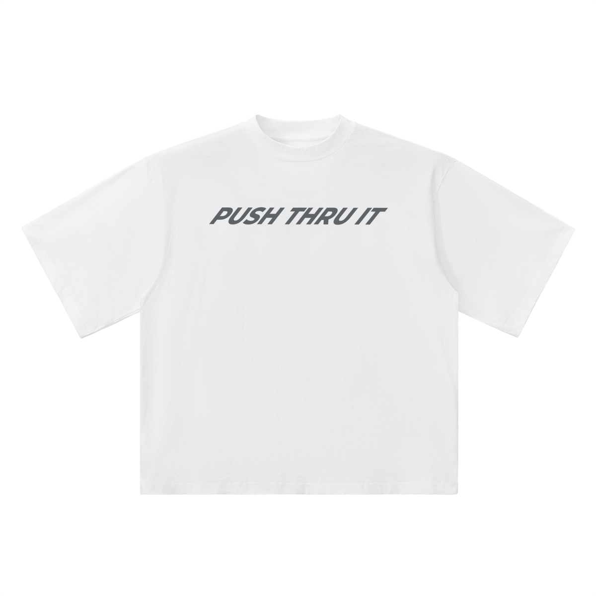Oversized Drop Shoulder Quarter Sleeve T-Shirt - Men's Push Thru It Brick Wall Graphic Back Print VT