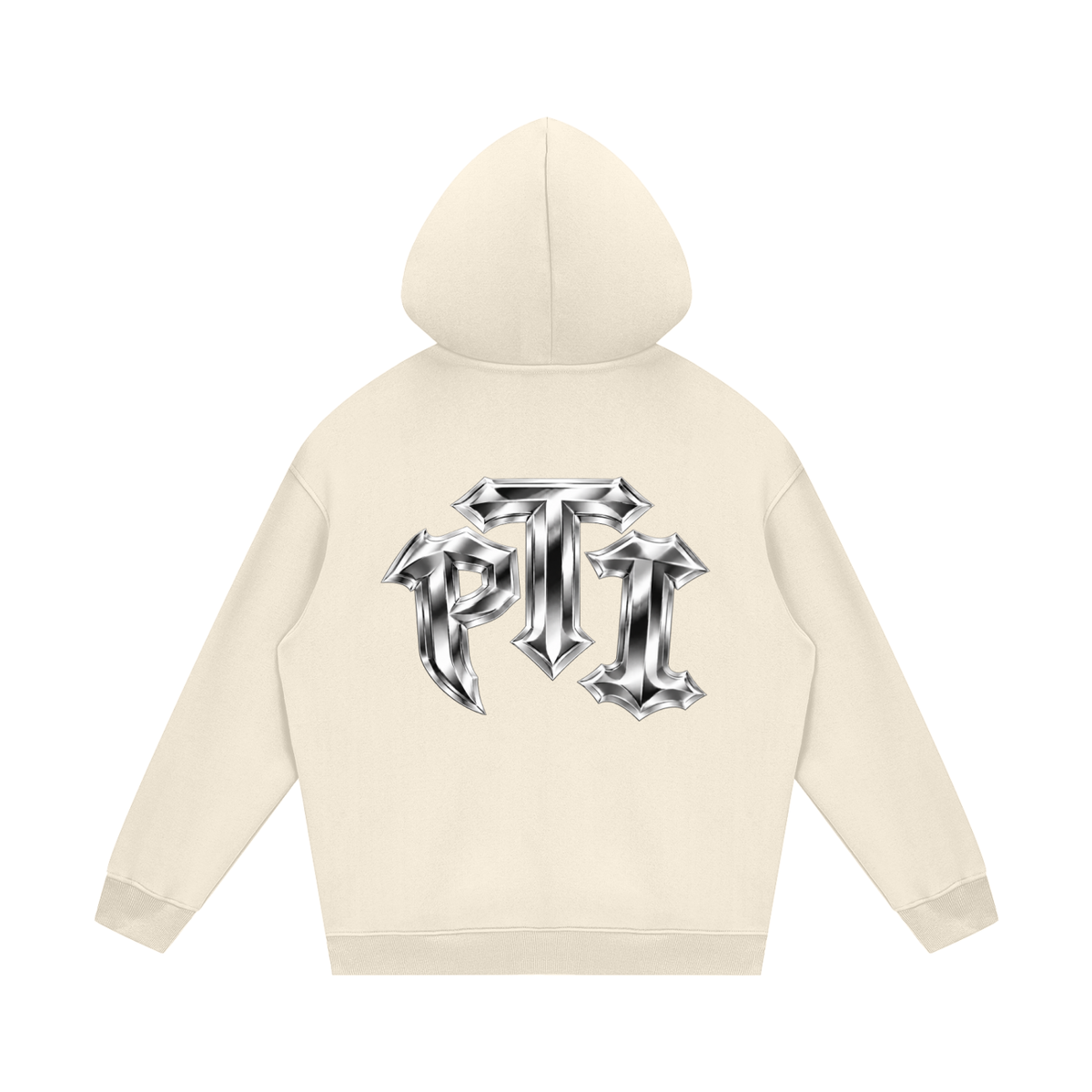 Unisex Heavyweight Relaxed Fleece Hoodie - Push Thru It Chrome Logo Back Print