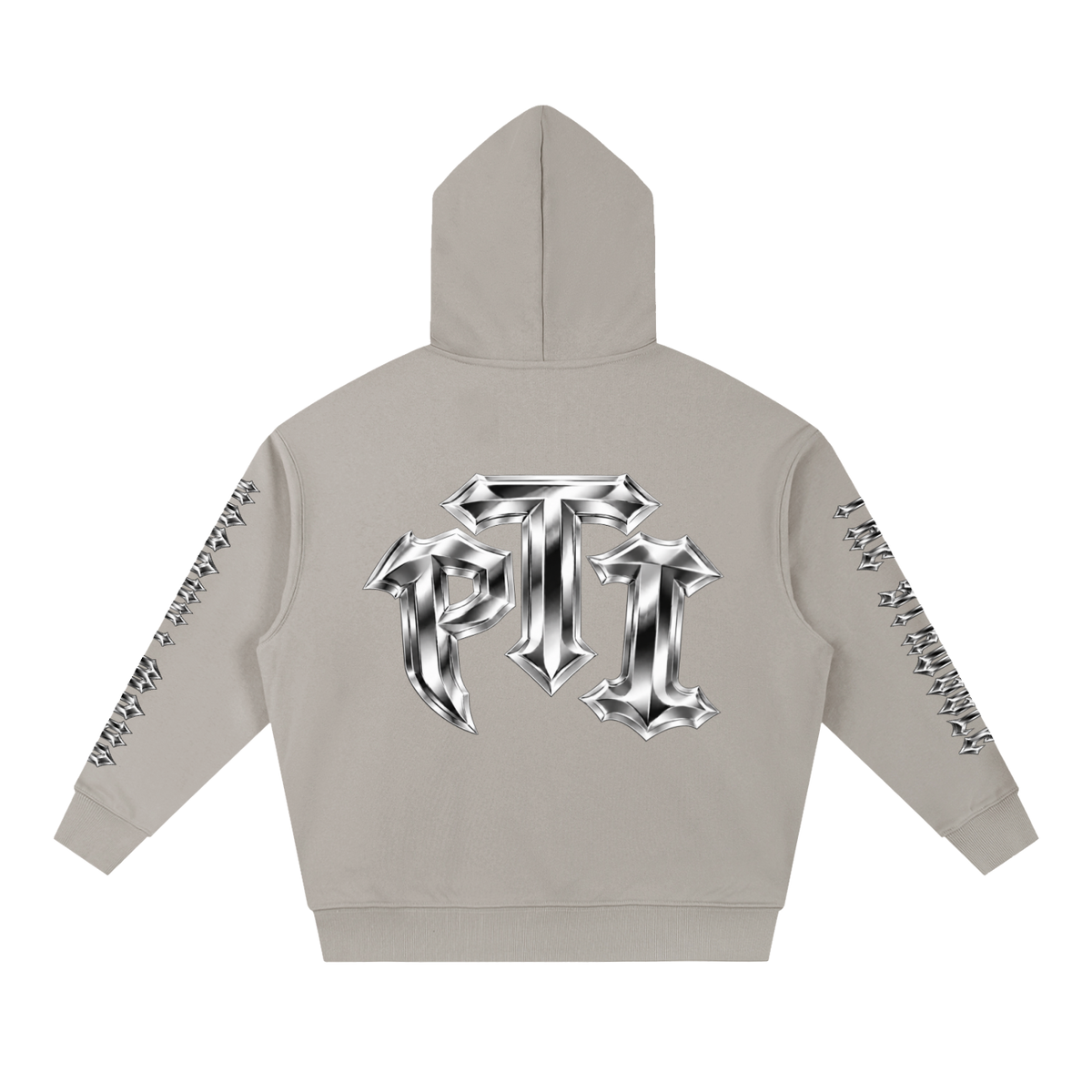 Boxy Heavyweight Drop-Shoulder Cotton-Blend Hoodie - PTI Grow Through The Struggle All Over Sleeve Print