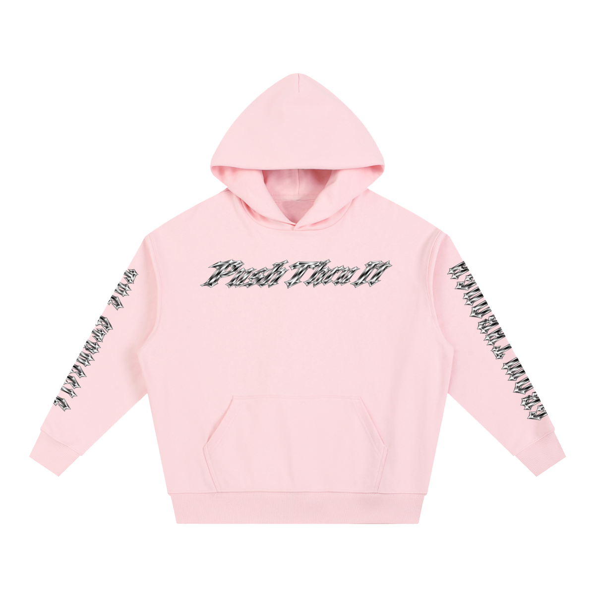Boxy Heavyweight Drop-Shoulder Cotton-Blend Hoodie - PTI Grow Through The Struggle All Over Sleeve Print