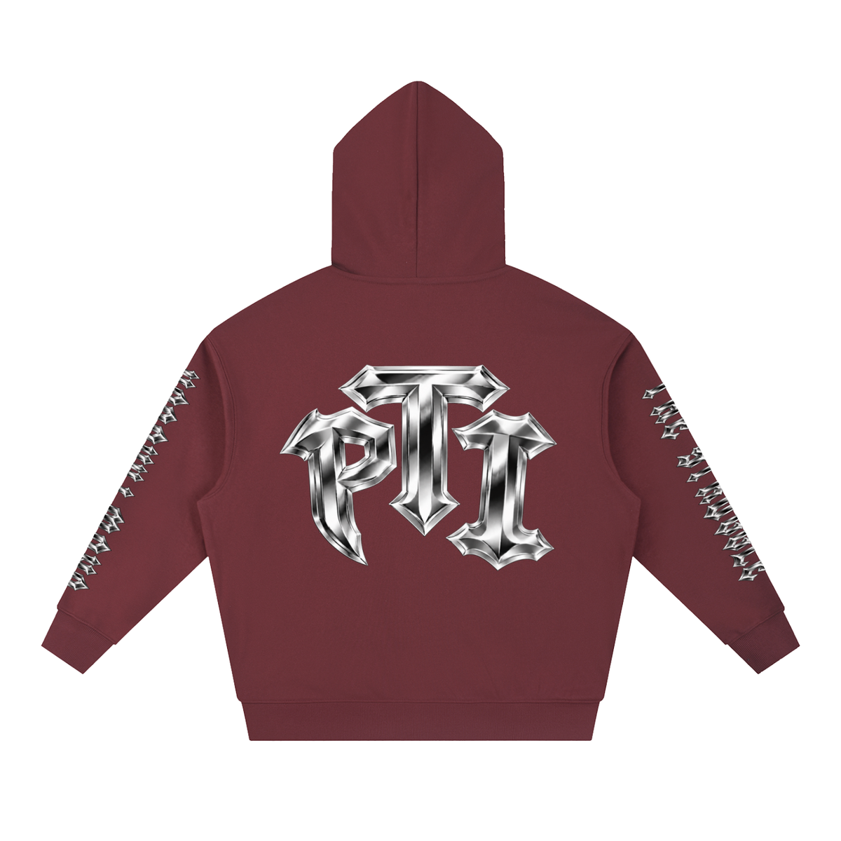 Boxy Heavyweight Drop-Shoulder Cotton-Blend Hoodie - PTI Grow Through The Struggle All Over Sleeve Print