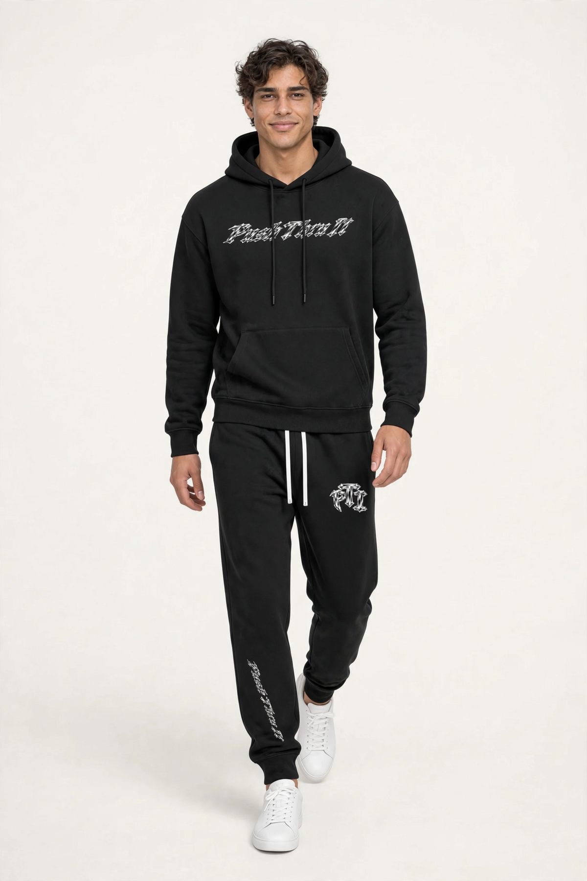 Standard Unisex Solid Color Fleece Straight Leg Pants - Push Thru It Chrome Print