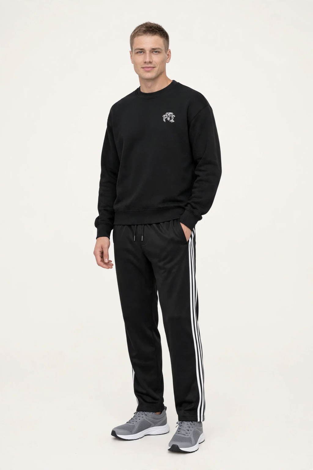 Heavyweight Drop Shoulder Crewneck Sweatshirt - PTI Grow Through The Struggle Chrome Back Print